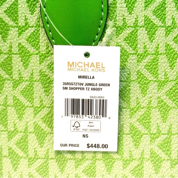 Michael Kors Mirella Small Ombré Signature Logo Crossbody Bag Jungle Green - Picture 9 of 9